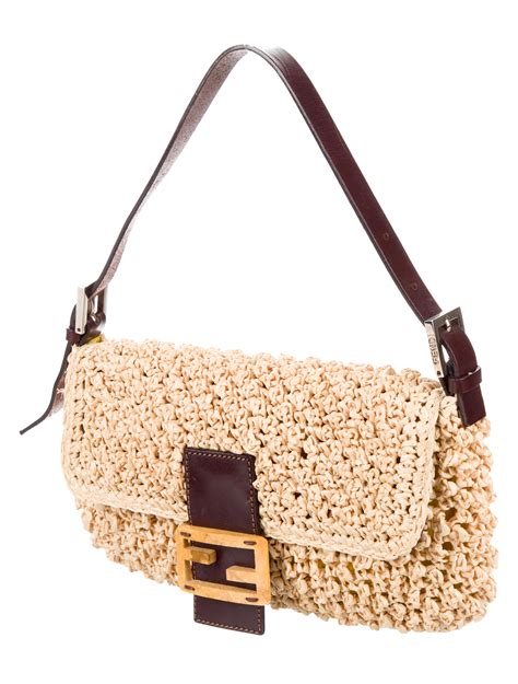 fendi straw tote|fendi baguette with strap.